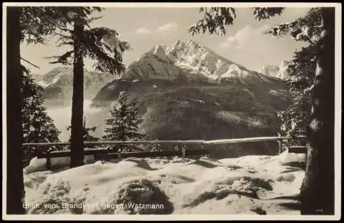 Ansichtskarte Berchtesgaden Watzmann im Winter Fotokarte Stimmungsbild 1934