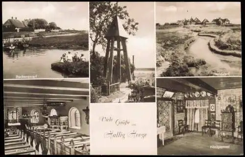 Ansichtskarte Hallig Hooge Kirche Backenswarf Hanswart MB 1961