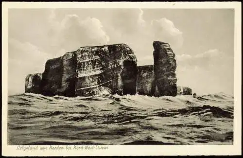 Ansichtskarte Helgoland (Insel) von Norden bei Nord-West-Sturm 1953