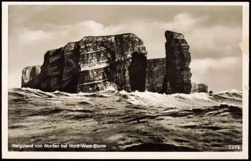 Ansichtskarte Helgoland (Insel) von Norden bei Nord-West-Sturm 1958