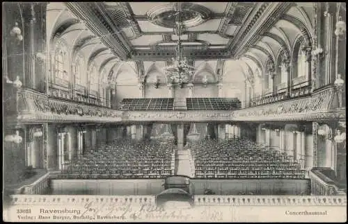 Ansichtskarte Ravensburg Konzerthaussaal 1904