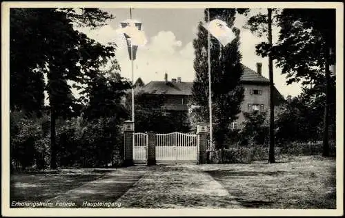 Fohrde-Havelsee Erholungsheim Fohrde beflaggter Haupteingang 1935