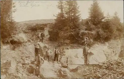 Ansichtskarte Schauenstein Arbeiter im Steinbruch 1913