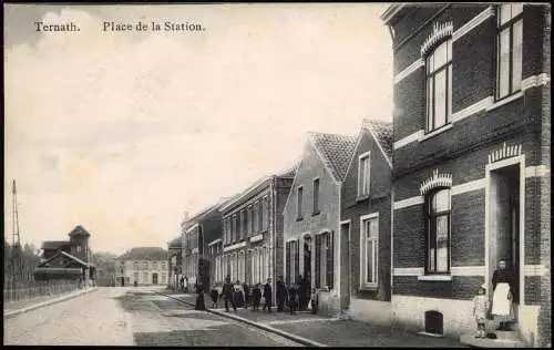 Postkaart Ternat Ternath Place de la Station. 1913