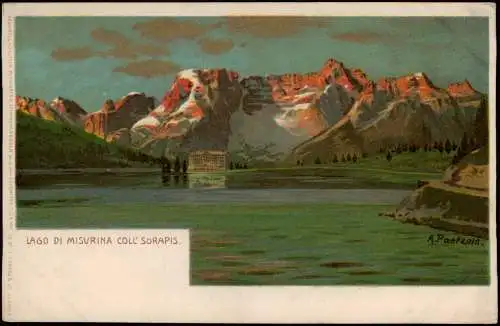 Cortina d’Ampezzo  Anpezo Misurinasee / Lago di Misurina Künstlerkarte 1906