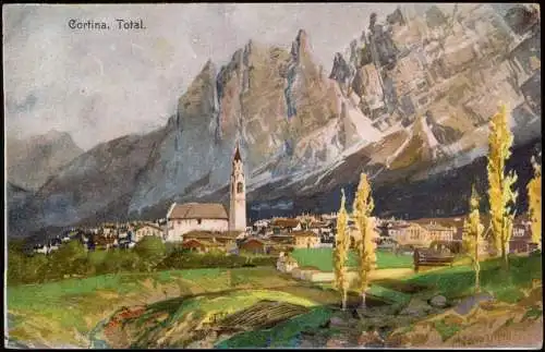 Cartoline Cortina d´Ampezzo Stadt - Künstlerkarte 1913