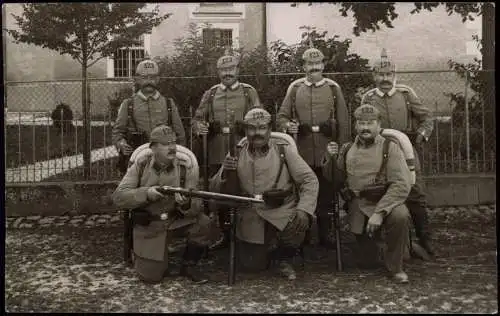 Soldaten Pickelhauben Tuttlingen 1914  gel. Feldpost K. Württemberg Bahnpost