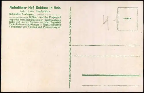Ansichtskarte Bobbau-Bitterfeld-Wolfen Saal Anhaltiner Hof 1914
