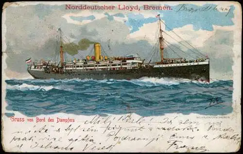 Ansichtskarte  Schiffe Dampfer Steamer Norddeutscher Lloyd Bremen 1911
