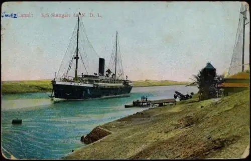 Suez السويس‎   Suezkanal S/S Stuttgart du N. D. L. Schiffe Dampfer Steamer 1915