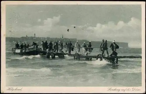 Ansichtskarte Helgoland (Insel) Landung auf der Düne 1928