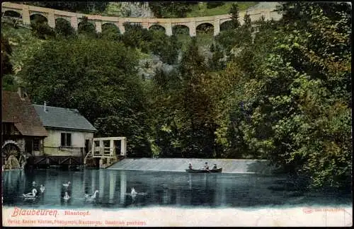 Ansichtskarte Blaubeuren Hammerschmiede am Blautopf 1909