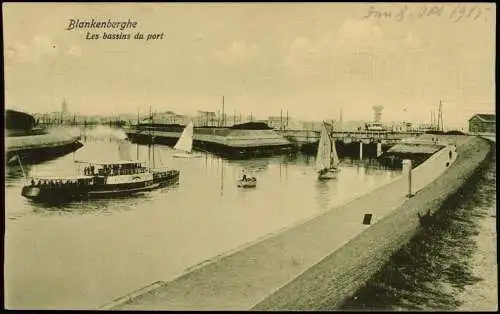 Postkaart Blankenberge Blankenberghe Hafen Dampfer 1915 Feldpost Bayr Landsturm