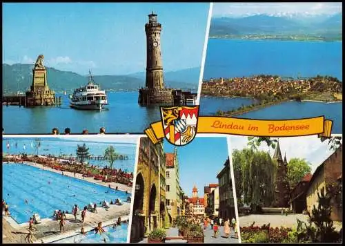 Lindau (Bodensee) Mehrbildkarte mit 5 Ortsansichten u.a. Hafen 1994