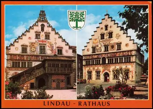 Ansichtskarte Lindau (Bodensee) 2-Bild-Karte Altes Rathaus 1990