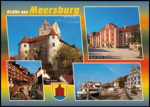 Meersburg Mehrbildkarte mit Hafen Steigstraße Altes Schloß 1990