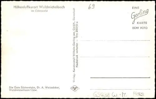 Ansichtskarte Waldmichelbach Blick zur Stadt 1956
