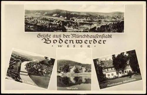 Bodenwerder Blick v. Eckberg Weserpartie Münchhausens Geburtshous 1957