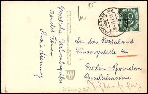 AK  Wirsberg Oberfranken Jugendheim 1954  gel. Landpoststempel über Neuenmarkt