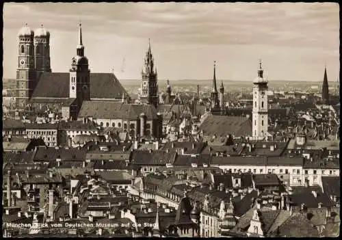 Ansichtskarte München Blick vom Deutschen Museum auf die Stadt 1958