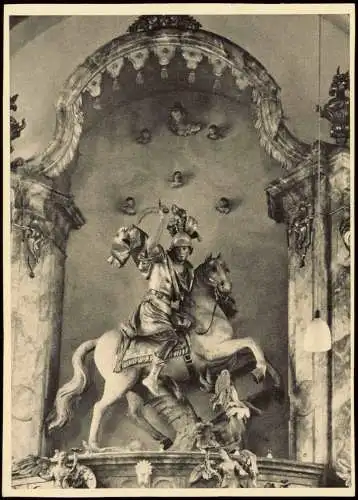 Ansichtskarte Bichl Pfarrkirche - Statue 1956