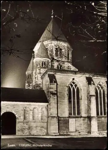 Ansichtskarte Essen (Ruhr) Münsterkirche bei Nacht 1961