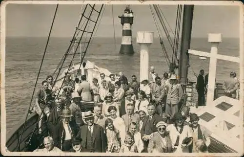 Wangerooge Leuchtturm Roter Sand Schiff fahrt nach Helgoland 1932 Privatfoto