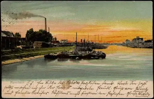 Ansichtskarte Mannheim Hafen, Bahnhof - Industrie 1903