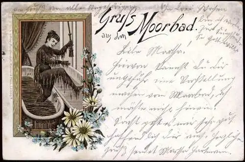 Ansichtskarte Litho AK Scherzkarte Kur Moorbad Frau im Schlammbad 1909