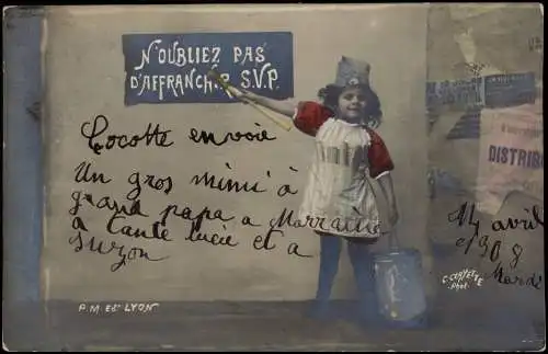 .Frankreich Patriotika France Mädchen NOUBLIEZ PAS D'AFFRANCH SVP 1908