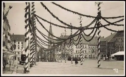 Foto Leisnig Marktplatz, Stadtfest geschmückt 1930 Privatfoto