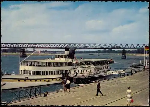 Ansichtskarte Düsseldorf Oberkasseler Brücke Rheinschiff 1960