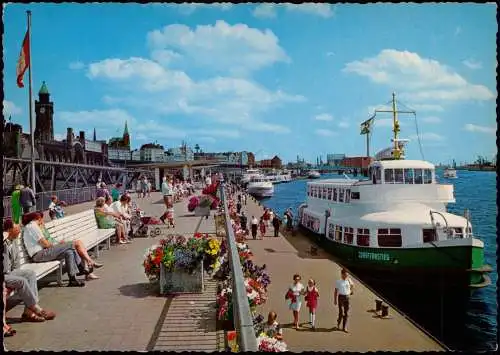 Ansichtskarte St. Pauli-Hamburg Landungsbrücken Fahrgastschiff 1970