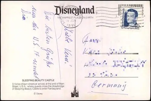 Postcard Anaheim Disneyland SLEEPING BEAUTY CASTLE 1991