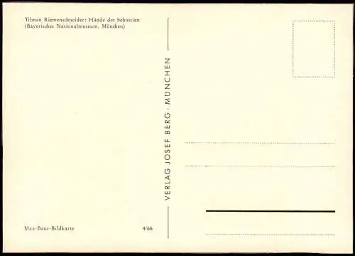 Tilman Riemenschneider: Hände des Sebastian, Max-Baur-Bildkarte 1960