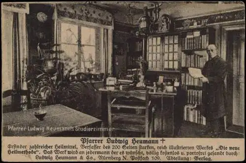 Pfarrer Ludwig Heumann's Studierzimmer Portrait Kirche Religion 1918