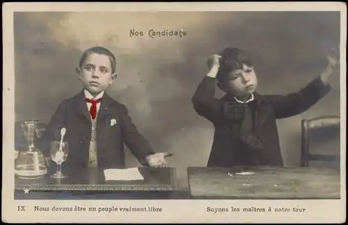 Ansichtskarte  Nos Candidats Kinder Jungen Jung auf Alt 1913