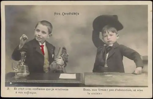 Ansichtskarte  Kinder Jungen Jung auf Alt Nos Candidats 3 1913