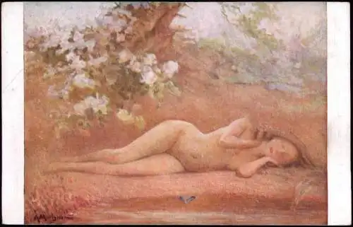 Ansichtskarte  Erotik (Nackt - Nude) Künstlerkarte Some flowers. 1913