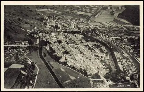 Ansichtskarte Lügde (Westfalen) Luftbild aus großer Höhe 1932