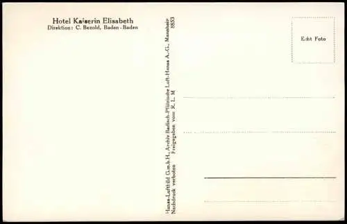 Ansichtskarte Baden-Baden Luftbild vom Hotel Kaiserin Elisabeth 1932