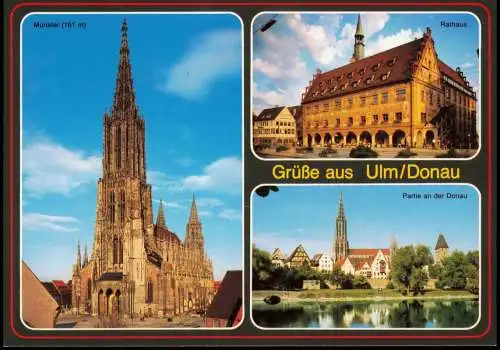Ulm a. d. Donau Mehrbildkarte u.a. mit Rathaus und Münster 1998