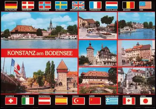 Ansichtskarte Konstanz Mehrbild-AK Ortsansichten und Flaggen 1990