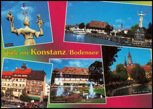 Ansichtskarte Konstanz Mehrbildkarte mit Ortsansichten und Imperia 2000