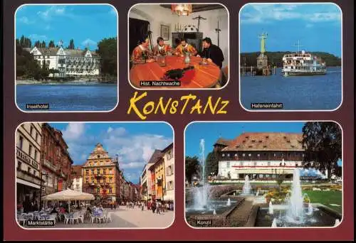 Konstanz Mehrbild-AK mit Hist. Nachtwache Marktstätte Inselhotel 2000