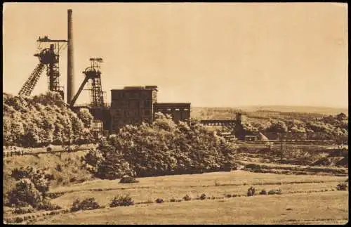 Ansichtskarte  Bergbau Tagebau Rosseltal mit Grube Velten Saarland 1932