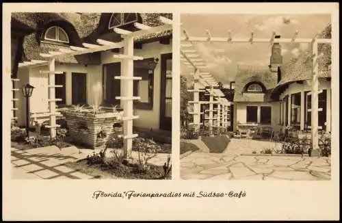 Ansichtskarte Scharbeutz 2 Bild Florida Ferienparadies mit Südsee-Café 1953