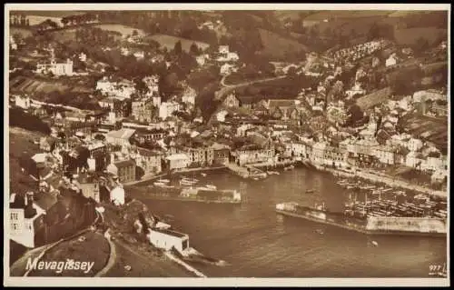 Postcard Mevagissey Cornwall Luftbild areal view 1932