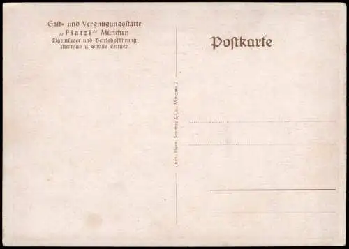 Ansichtskarte München Platzl München Gasthaus Saal Künstlerkarte 1932