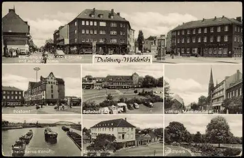 Meiderich-Beeck-Duisburg Mehrbild-AK Meiderich Postamt, Bahnhof, Straßen 1961